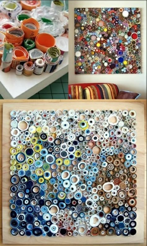 Rolled gradient wall art - DIYs.com How To Do Quilling, Paper Flower Garlands, Recycled Magazine, Recycled Magazines, Recycled Art Projects, Magazine Crafts, Upcycled Art, Paper Wall Art, Old Magazines