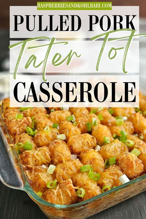 Smoked Pork Casserole, Shredded Pork Tater Tot Casserole, Things To Make With Leftover Pulled Pork, Pull Pork Leftover Recipes, Pulled Pork Hotdish, Pulled Pork Casserole Leftover, Shredded Pork Casserole Recipes, Shredded Pork Recipes Leftover Healthy, Pulled Pork Tater Tot Casserole