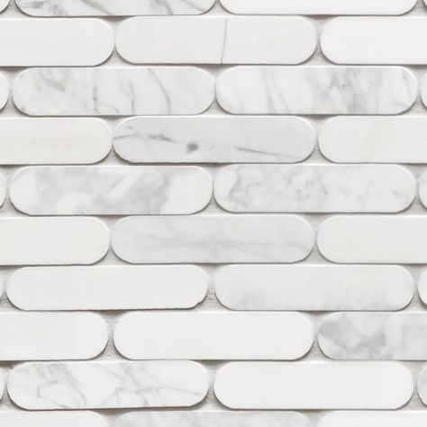 Sunwings 12'' W x 11.5'' L Marble Tile Mosaic Sheet - Wayfair Canada Oval Tile Backsplash, White Kitchen Marble Backsplash, Oval Tile, Marble Backsplash Kitchen, Carrara Marble Tile, White Marble Kitchen, Marble Kitchen, White Carrara Marble, Honed Marble