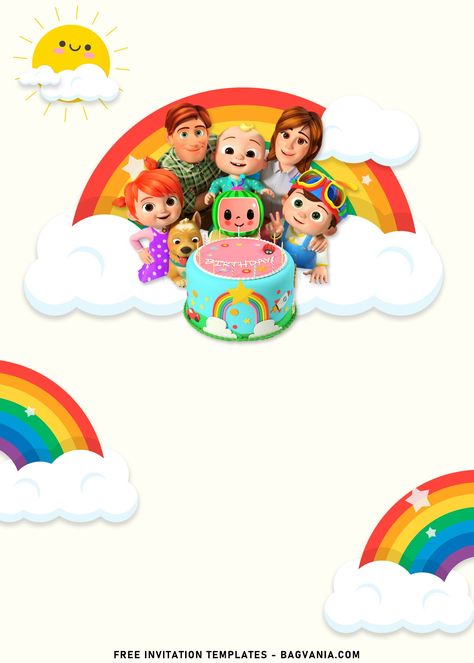 Download Now 7+ Rainbow Baby Cocomelon Birthday Invitation Templates #free #freeinvitation2019 #birthday #disney #invitations #invitationtemplates Cocomelon Rainbow, Cocomelon Birthday Card, Cocomelon Template, Coco Melon Invitation Template, Cocomelon Theme Birthday Invitation, Birthday Invitations Cocomelon, Cocomelon Party Invitation Template Free, Cocomelon Invitation Template, Cocomelon Invitation