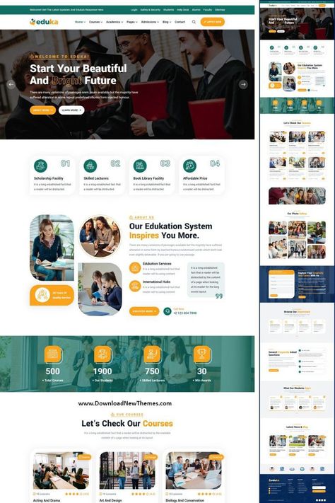 Online Course Website Design Layout, Online Course Design Templates, Courses Page Web Design, School Website Design Templates, Institute Website Design, Homepage Design Website, Gohighlevel Website Samples, High School Website Design, Lms Website Design