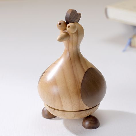 Wood Turned Animals, City In The Sky, Woodworking Projects Gifts, Tre Kunst, Wooden Chicken, Clay Fairy House, Wood Turning Lathe, Woodworking Toys, Lathe Projects