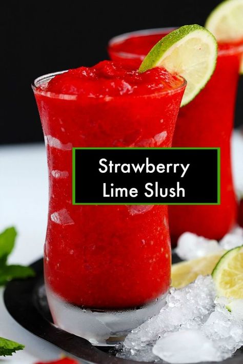 Fruit Slushies, Summer Drinks Nonalcoholic, Popular Healthy Recipes, Drinks Healthy, Resep Smoothie, Slushie Recipe, Perfect Summer Drink, Strawberry Lime, Drink Recipes Nonalcoholic