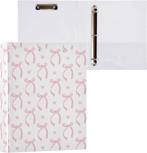 Amazon.com : Aslsiy Cute Coquette Pink Bow 3 Ring Binder 1.5 Inch White Round Clipboard Binder Decorative Harcover Binder Organizer for Office Supplies : Office Products Decorated Binders, Pretty Binders, Coquette School Supplies, Cute Binders, Pink Binder, Corner Decorating Ideas, Cute Binder, Binder Decoration, Pink Office Supplies