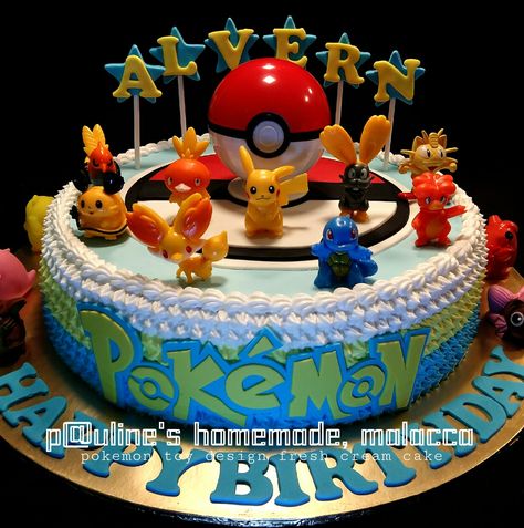 Pokemon design fresh cream cake Pokemon Ice Cream Cake, Pokemon Ice Cream, Birthday Cake Ice Cream, Cake Bday, Fresh Cream Cake, Diy Pokemon, Pokémon Birthday, Pokemon Design, Cream Cake Recipe