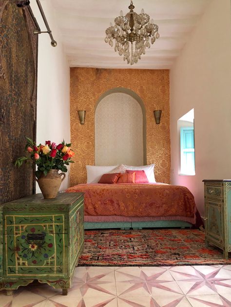 Marrakech Riad, Mediterranean Bedroom, Design Marocain, Room Deco, Stenciling, House Room, Dream House Decor, My New Room, House Inspo