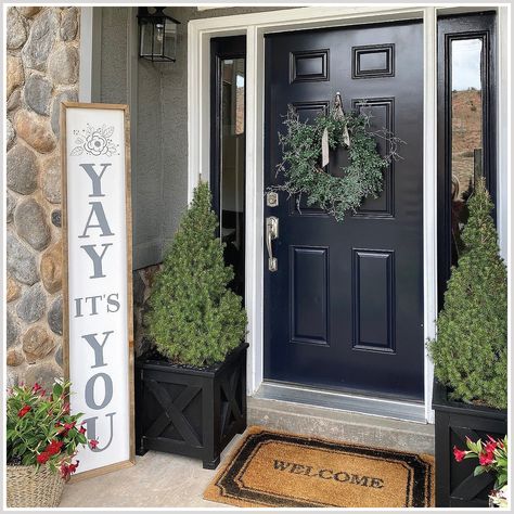 Winter Home Decor Front Porch - Get It Now! For more details, click to visit Amazon.com. Front Porch Wood, Small Porch Decorating, Porch Wood, Farmhouse Front Porch, Front Porch Signs, Farmhouse Front Porches, Porch Welcome Sign, Farmhouse Front, Small Porches