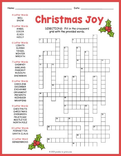 Free Christmas Crossword Fill In Puzzle. Lots of fun for everyone! Christmas Puzzles Printables, Christmas Crossword Puzzles, Free Printable Crossword Puzzles, Christmas Crossword, Christmas Puzzles, Printable Crossword Puzzles, Christmas Quiz, Christmas Word Search, Christmas Coloring Sheets