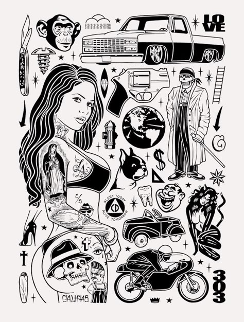 Mike Giant – Black Book Gallery Mike Giant, Traditional Tattoo Flash Art, Lowrider Art, Traditional Tattoo Sleeve, Chicano Tattoo, Poster Graphics, Tattoo Inspiration Men, University Of New Mexico, Tattoo Flash Sheet