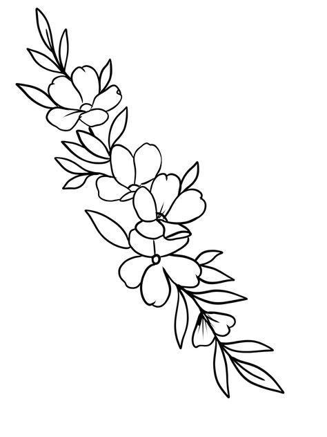 Simple Flower Tattoo Outline, Cricut Printables, Side Leg Tattoo, Flower Neck Tattoo, Simple Flower Tattoo, Line Art Flowers, Neck Tattoos Women, Front Page Design, Elbow Tattoos