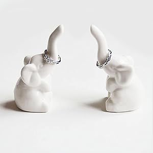 Elephant Ring Holder for Jewelry, Engagement Ring Display Holder Stand Trinket Trays, Cute White Elephant Lucky Decoration Elephant Ring Holder, Armoire Entree, Engagement Ring Holders, Entryway Cabinet, Porcelain Animal, Elephant Ring, Elephant Jewelry, Ceramic Elephant, Elephant Statue