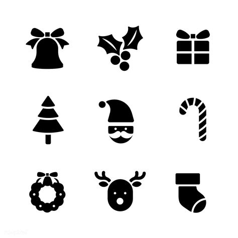 Christmas holiday symbols vector set | premium image by rawpixel.com / wan Christmas Ornaments Silhouette, Stocking Wreath, Christmas Present Vector, Christmas Candy Cane Decorations, Ads Template, Icon Christmas, Holiday Symbols, Christmas Gingerbread Cookies, Hand Drawn Cards