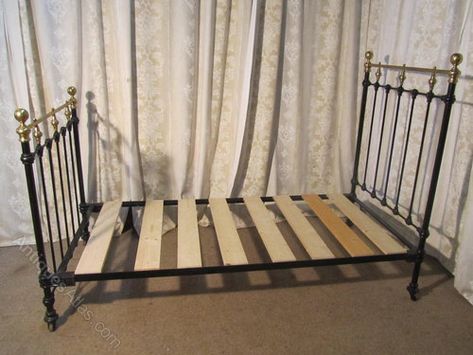 Single Bed Frame Vintage, Single Bed With Rails, Metal Single Bed, Vintage Metal Double Bed Frame, Black Metal Bed Frame Victorian, Iron Bed, Scenic Design, Anne Of Green Gables, Green Gables