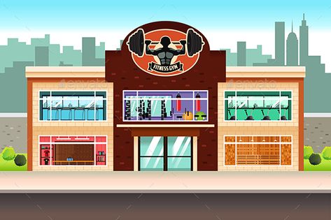 Gym Building Design, Gym Drawing, Gym Illustration, Gym Vector, Gym Architecture, Gym Center, Pixel Art Landscape, Sport Center, Gacha Backgrounds