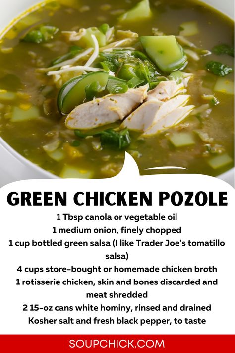 Green Chicken Pozole Pasole Recipe Chicken Green, Chicken Posole, Chicken Pozole Verde, Chicken Posole Recipe, Easy Pozole Verde Recipe, Green Chicken Posole, Pozole Verde, Easy Green Pozole Recipe, Green Chili Chicken Posole