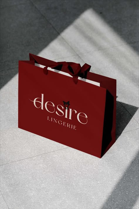 Lingerie Packaging Ideas, Red Packaging Design, Elegant Shopping Bags With Embroidered Logo, Clothing Brand Instagram Layout, Dark Red Branding, Elegant Shopping Bag With Embroidered Logo, Luxury Red Shopping Bags, Red Shopping Bags With Logo, Lingerie Packaging