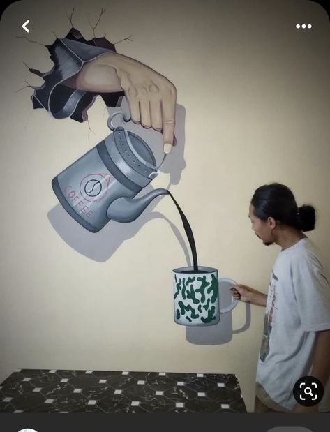 Murals Street Art Wall Interactive, Cafe Murals Ideas, Selfie Wall For Cafe, Cafe Wall Art Ideas, Coffee Shop Selfie Wall, Cafe Mural Art, Selfie Spot Wall Ideas, Cafe Mural Ideas Coffee Shop, Mural Coffee Shop Wall Art