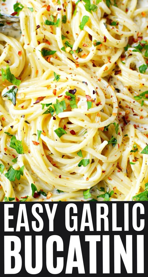 White Wine Garlic Butter Bucatini – viral trending tiktok recipe for thick and creamy Bucatini recipe – easy under 30 minute weeknight meal. #pasta #italian #tiktok #viralrecipe #recipe #bucatini White Wine Recipes Cooking, White Wine Pasta Recipes, Pasta With Wine, Viral Pasta, Wine Pasta Sauce, Bucatini Recipes, White Wine Pasta Sauce, Butter Sauce For Pasta, White Wine Butter Sauce