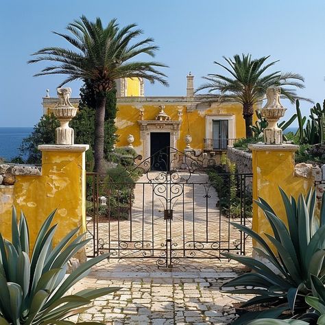 Swipe left to this amazing design! Perched atop Sicily's golden cliffs, this family estate in shades of yellows offers breathtaking views… | Instagram Vincenzo De Cotiis, Casa Patio, Family Estate, Urban Loft, Spanish House, Luxury House Designs, Coastal Cottage, Shades Of Yellow, Sicily