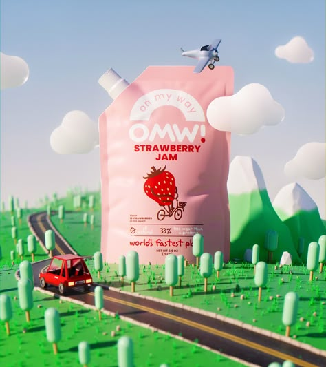 Strawberry Milk Packaging, Jam Packaging, Milk Packaging, Popular Snacks, Pouch Packaging, Instagram Branding, Fruit Jam, Graphic Design Packaging, Tea Packaging