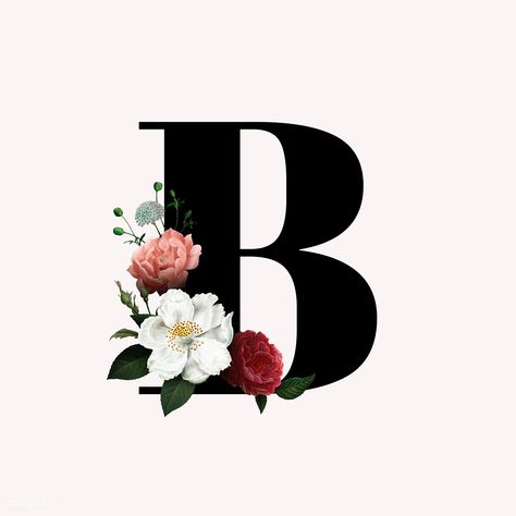 Classic and elegant floral alphabet font letter B vector | free image by rawpixel.com B Aesthetic, Alphabet Font, Floral Alphabet, Letter B, Elegant Floral, Premium Vector, Alphabet, Floral