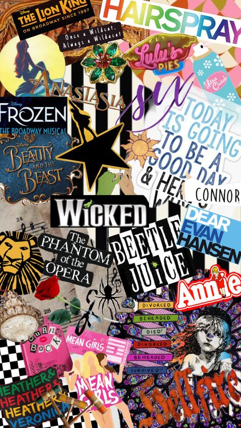 Broadway Aesthetic Wallpaper, Musical Theatre Wallpaper, Theatre Wallpaper, Musicals Aesthetic, Theatre Kids Funny, Broadway Aesthetic, Theater Kid Memes, Aesthetic Wallpaper Collage, Musical Theatre Humor