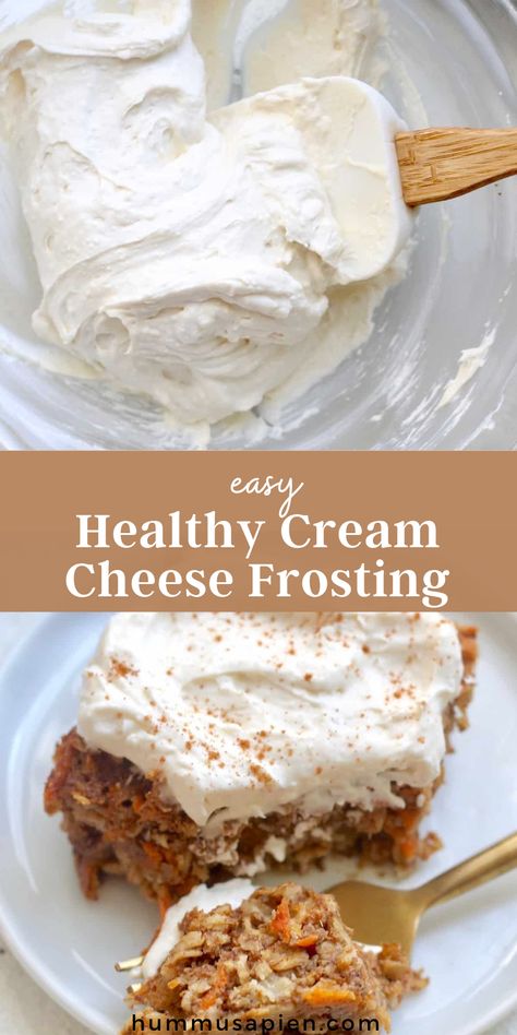 Cream Cheese Frosting With Maple Syrup, Healthy Cream Cheese Frosting Recipe, Low Cal Cream Cheese Frosting, Healthy Maple Syrup Recipes, Maple Syrup Desserts Healthy, Healthy Carrot Cupcakes, Healthy Carrot Cake Frosting, Cottage Cheese Frosting Recipe, Healthy Birthday Dessert Ideas