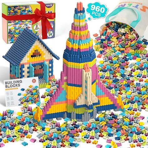 Amazon.com: KODATEK 961 Pcs Building Blocks Set, Educational STEM Building Toys for Kids Brain Development & Hands-On Ability Improvement, Construction Toy for Preschool and Kindergarten Boys & Girls Aged 3+ : Toys & Games Stem Building, Building Toys For Kids, Stem For Kids, Kids Imagination, Easter Basket Diy, Construction Toy, Stem Projects, Building For Kids, Brain Development