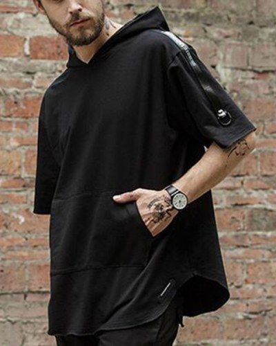 Hip Hop Street Fashion, Mens Smart Casual Outfits, Hip Hop Clothing, Teenage Guys, Shirt Korean, Smart Casual Men, Oversize T Shirt, Short Sleeve Hoodie, Hip Hop Outfits