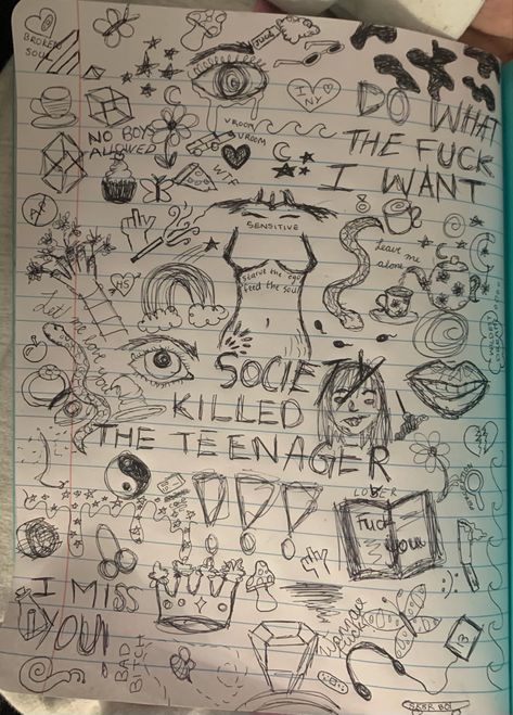 Venting Drawing Ideas, Vent Drawing Reference, Junk Drawing, Vent Sketchbook, Grunge Sketchbook Doodles, Vent Doodles, Dark Doodles, Creepy Doodles, Vent Book