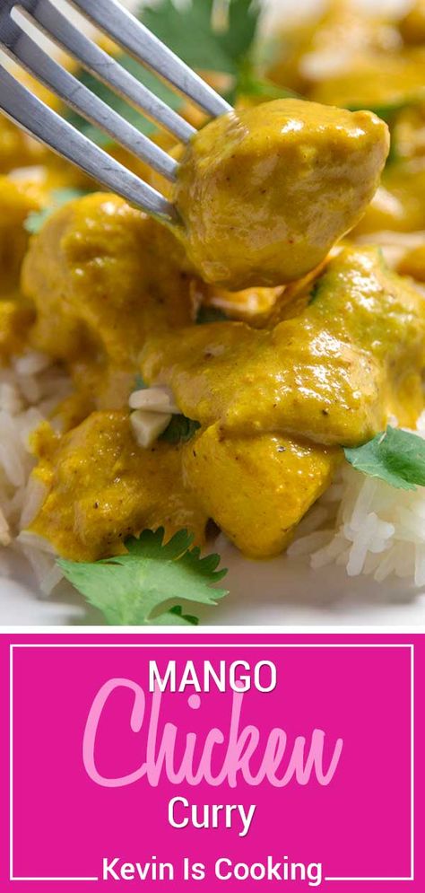 Mango Chicken Curry has an amazingly aromatic, sweet and spicy curry sauce that is made with puréed mango. Serve over steamed rice and warm naan bread. Chicken Main Dishes, Mango Chicken Curry, Kari Ayam, Mango Curry, Spicy Curry, Mango Chicken, Resep Salad, Chicken Entrees, Mango Recipes