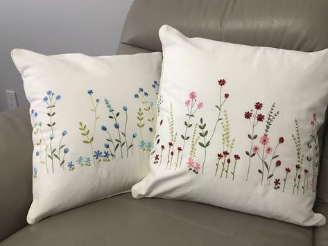 Embroidered Cotton Pillow Cover White Cushion Pillowcase With - Etsy Vietnam Pink Flower Wedding, Cushion Embroidery, White Apron, Embroidery Stitches Tutorial, Pink Wedding Flowers, Cotton Apron, Beautiful Cover, Embroidered Pillowcases, White Cushions