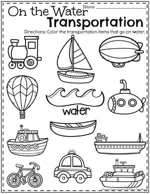 Transportation Worksheets - Planning Playtime Kindergarten Transportation, Preschool Transportation, Transportation Preschool Activities, Transportation Theme Preschool, Transportation Worksheet, Transportation Unit, Kindergarten Units, Transportation Activities, Community Helpers Preschool