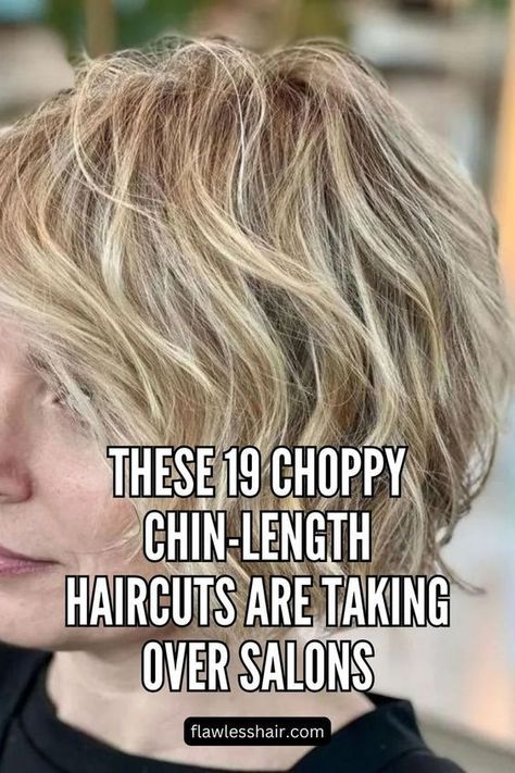 The choppy layered chin-length cut will enhance the wavy texture of your hair and give you that natural look. @ceronhairstudio Short Choppy Layered Hair, Chin Length Cuts, Chin Length Haircuts, Choppy Haircuts, Choppy Bob Haircuts, Layered Bob Short, Textured Haircut, Bobs For Thin Hair, Layered Bob Haircuts