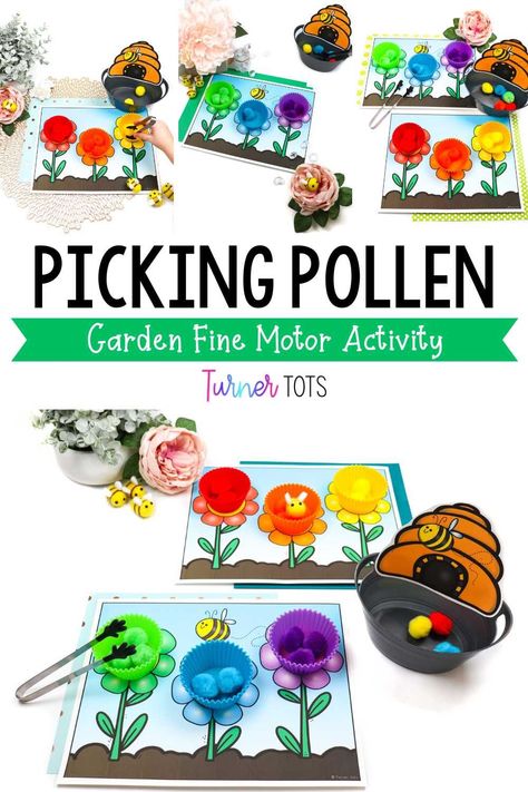 Looking for engaging garden activities for kids? You’ll love this picking pollen activity! Set up the silicone cupcake liners and fill them with pom poms. Preschool students will bring the pollen to the beehive with their fine motor skills and tongs. Grab the printable rainbow flowers for this flower fine motor activity today. Garden Activities For Kids, Plants Science Activities, Insects Preschool, Silicone Cupcake Liners, Bugs Preschool, Bee Activities, Fine Motor Activity, Garden Activities, Preschool Fine Motor