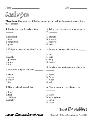 Analogy Worksheet Analogy Worksheet, Analogies Activities, Word Analogies, Worksheets For Middle School, Citing Text Evidence, Math Activities Elementary, Upper Elementary Math, English Grammar Worksheets, Fun Worksheets