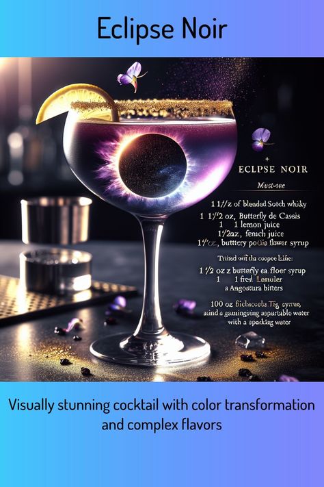 Solar Eclipse Cocktails, Magical Cocktails, Eclipse Cocktail, Sparkling Water Cocktail, Cocktails Aesthetic, Bartender Drinks Recipes, Cottage Bakery, Eclipse Party, Spring Cocktails Recipes