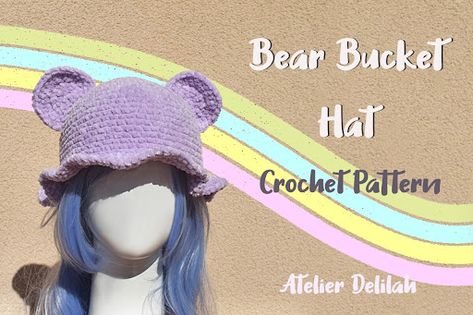 Crochet Bear Bucket Hat Crochet, Bear Bucket Hat, Bucket Hat Crochet Pattern, Bucket Hat Crochet, Bucket Hat Pattern, Kids Crochet Pattern, Hat For Kids, Hat Crochet Pattern, Kids Crochet