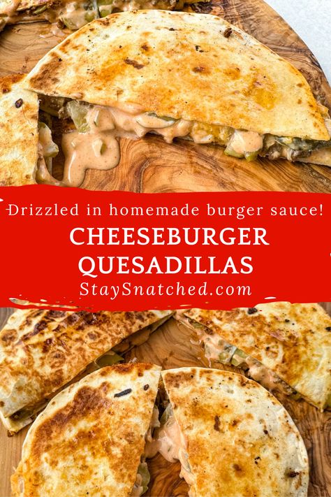 Burger Quesadilla, Cheeseburger Quesadillas, Homemade Burger Sauce, Keto Burgers, Quesadilla Burgers, Farmhouse Recipes, Homemade Burger, Hamburger Dishes, Burger Seasoning