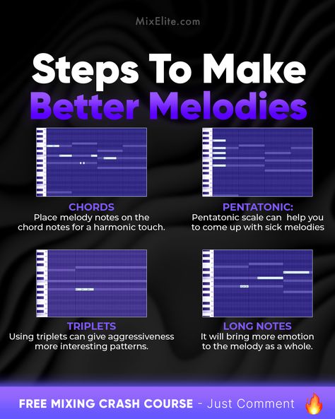 Free Mixing Crash Course 👉 MixElite.com/free-course ⁠ Melody Magic! 🎵✨⁠  #musicproduction #melodywriting #songwritingtips #pentatonicscale #triplets #emotionalmusic #audioproduction #producertips #sounddesign #beatmaking #musicproducerlife #createhits⁠ ⁠ Artist Management Music, Rap Words, Music Hacks, Writing Songs Inspiration, Music Basics, Music Theory Piano, Beat Making, Music Engineers, Learn Music Theory