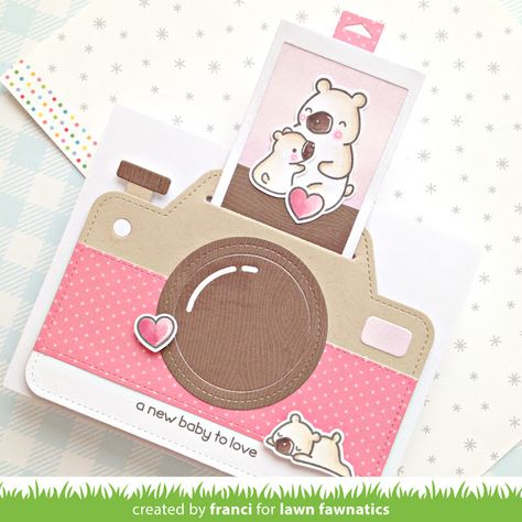 franci friday finally: Hello baby interactive camera card with Lawn Fawn! Lawn Fawn Stamps, Lawn Fawn Cards, Snow Much Fun, New Baby Card, Make Your Own Card, Card Crafting, Baby Inspiration, Interactive Cards, Camera Cards