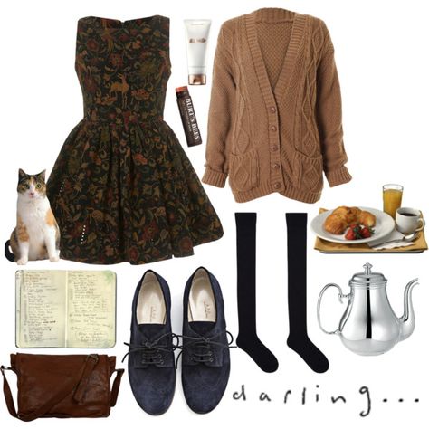 Untitled #1087 by kitkat12287 on Polyvore Random Cat, Search Pinterest, Cable Cardigan, Autumn Morning, Estilo Preppy, Hipster Outfits, Moda Vintage, Mode Vintage, Looks Vintage