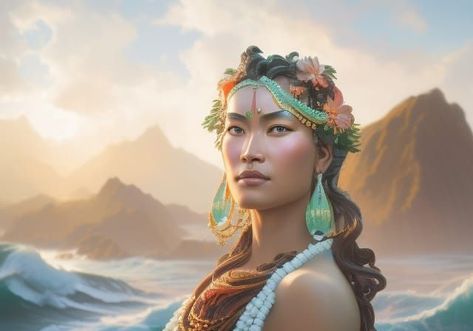 Namaka, Ancient Hawaiian Goddess of the Sea - AI Generated Artwork - NightCafe Creator Hawaiian Goddess Namaka, Hawaiian Goddess, Volumetric Lighting, Goddess Of The Sea, Alphonse Mucha, Art Trends, Art Generator, Unreal Engine, Community Art