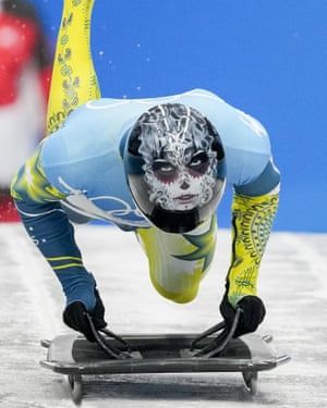 Skeleton helmet art at the Winter Olympics – in pictures | Sport | The Guardian Skeleton Sport, Orange Number, Helmet Art, Winter Games, Winter Olympics, Futuristic Design, Team Usa, Skull Design, Blue Design