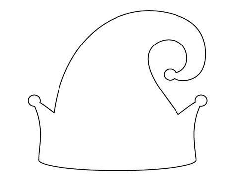 Elf hat pattern. Use the printable outline for crafts, creating stencils, scrapbooking, and more. Free PDF template to download and print at http://patternuniverse.com/download/elf-hat-pattern/ Elf Hat Template, Paper Elf, Printable Outline, Free Printable Paper, Elf Legs, Hat Template, Applique Templates, Christmas School, Elf Hat