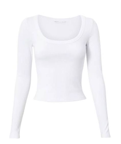 Primark Tops, Cute White Tops, White Long Sleeve Top, White Long Sleeve Shirt, White Square, Scoop Neck Tee, Basic Outfits, Dream Clothes, White White