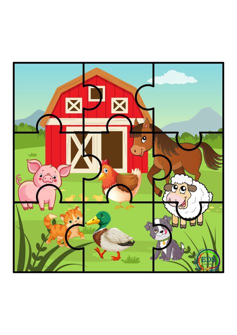 Farm Animal Puzzles Free Printable, Farm Puzzle, Farm Animals Puzzle, Farm Animal Games, Puzzle For Kids Preschool, Puzzle Printable, Aba Activities For Kids, Farm Preschool Activities, Animal Puzzle Printable