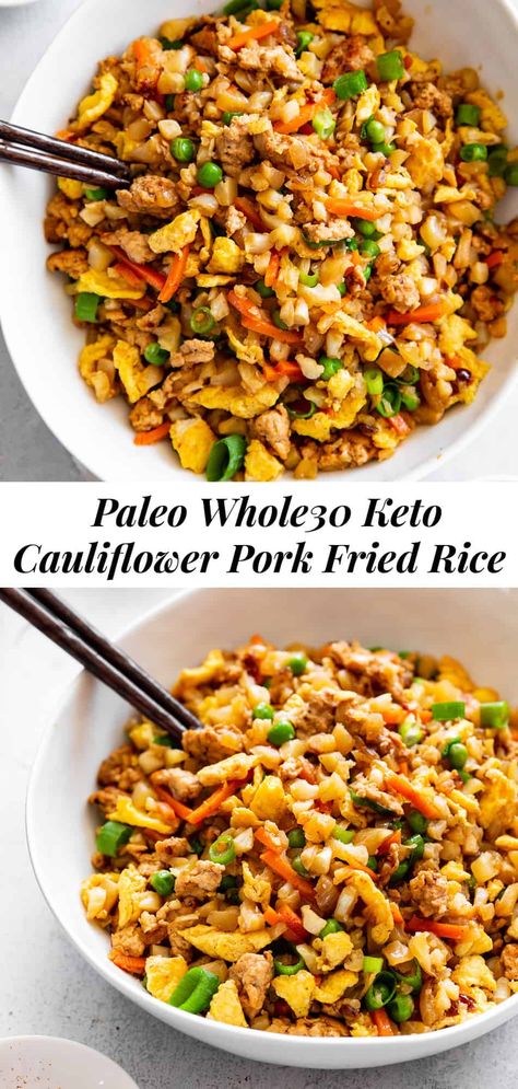 Fried Rice Meal Prep, Paleo Rice, Rice Meal Prep, Paleo Cauliflower, Paleo Pork, Low Carb Pork, Pork Fried Rice, Cauliflower Fried Rice, Paleo Beef