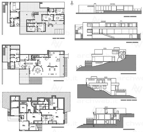 Tugendhat House 2D - Tugendhat dwg Villa Plan And Elevation, Mies Van Der Rohe Architecture Plan, Mies Van Der Rohe Plan, Mies Van Der Rohe Architecture, Tugendhat House, Villa Tugendhat, Ludwig Mies Van Der Rohe, Villa Plan, Santiago Calatrava