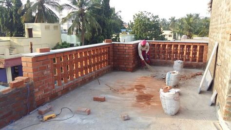 Parapet terrace Parapet Wall Design, Wall Railing, Cavity Wall, Balcony Railing Design, Load Bearing Wall, Brick Masonry, Steel Railing, Stone Masonry, Model House Plan